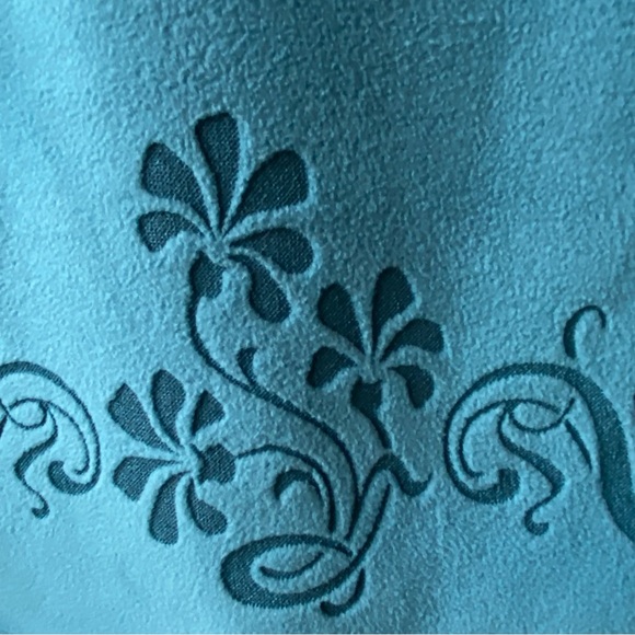 Fleece Jacket Size Medium Lake Tahoe Womens Full Zip Aqua Blue Pockets Floral - Picture 11 of 16